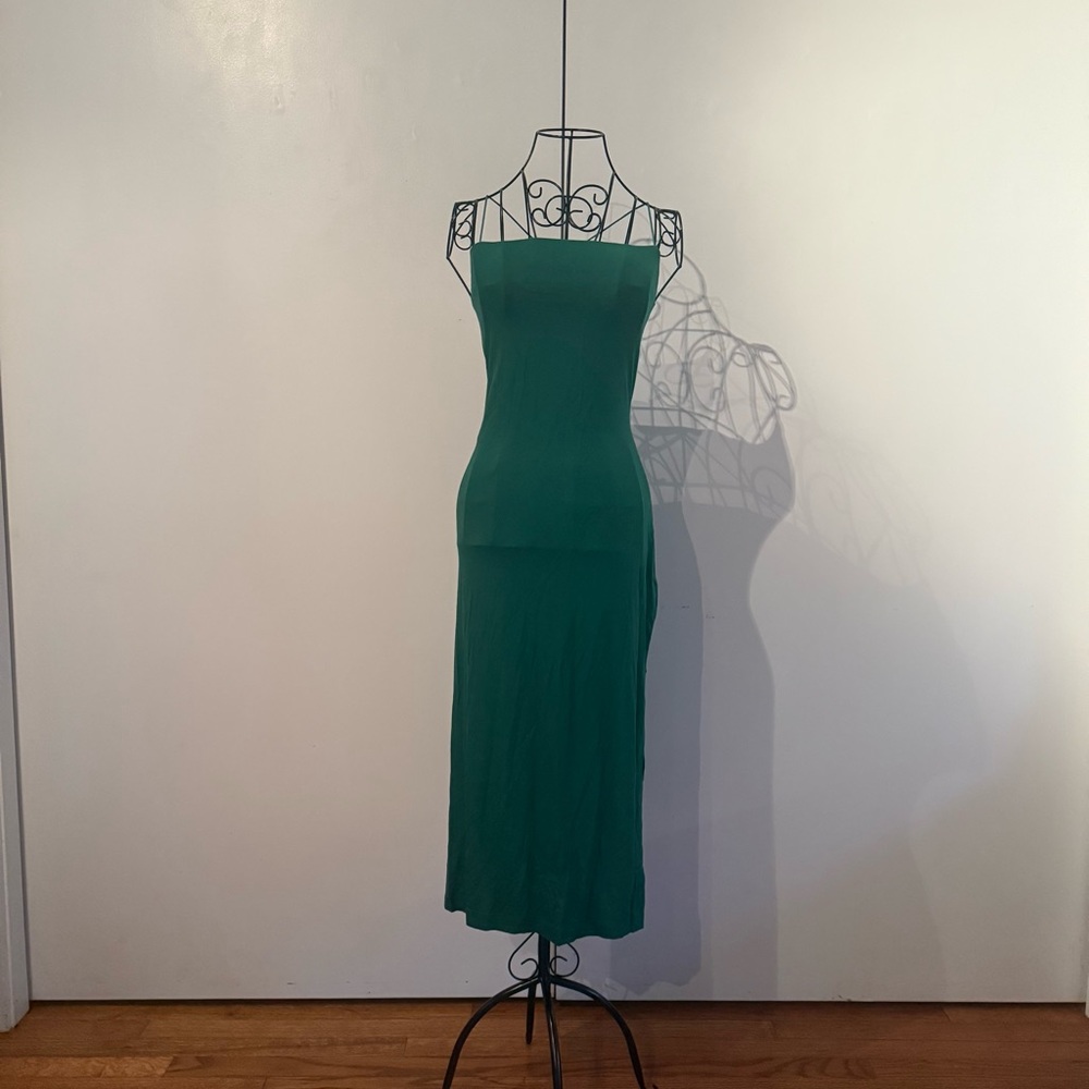 NWT Enza Costa WD-358 Strappy Side Slit Dress in Fern - Picture 5 of 14